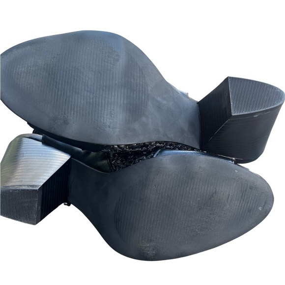 Shoe Dazzle Black Open Peep Toe Ankle Block Woven Heeled Dressy Sandal Size 7.5 - Picture 9 of 15